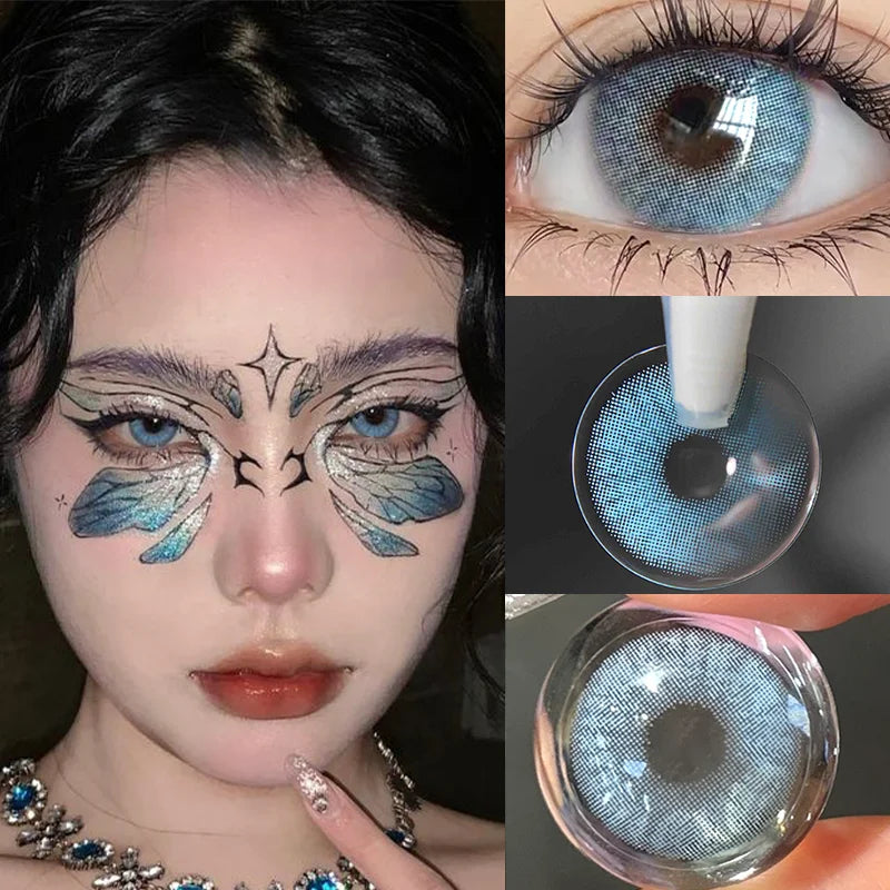 Lisslune | 1 Pair New Colored Contact Lenses with Diopters Natural Lenses Blue Lenses Bestsellers Green Pupil Cosmetics Fast Shipping