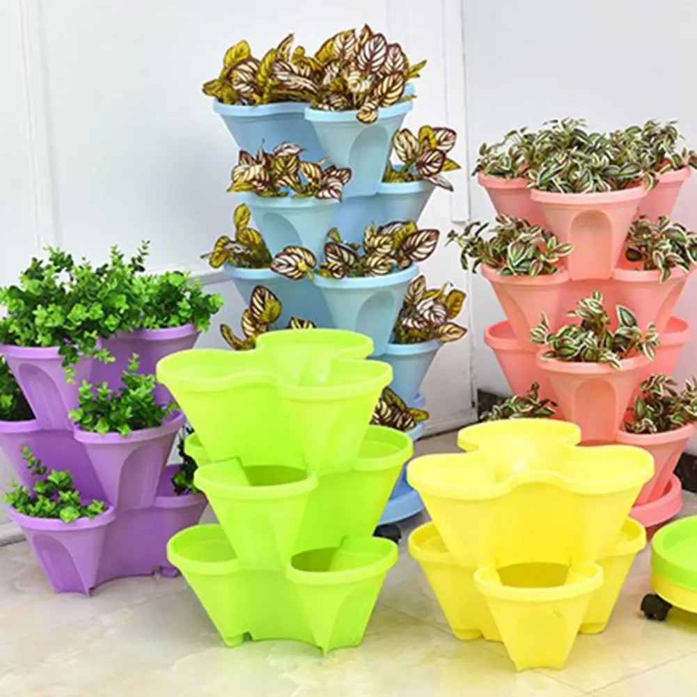 Lisslune | Stackable Plant Tower for Herbs and Vegetables – Vertical Garden Plant Pots for Indoor and Outdoor