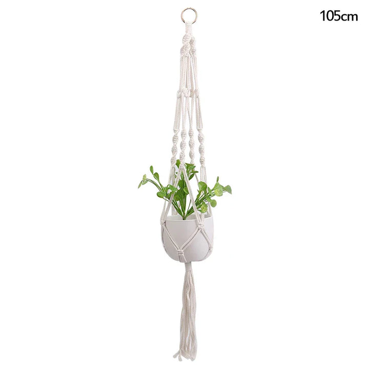 Rynx Macrame Handmade Plant Hanger Baskets Flower Pots Holders Balcony Hanging Decoration Knotted Lifting Rope Garden Supplies