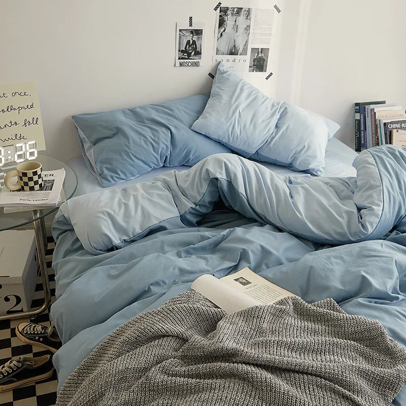 Rynx | Bedding set in double style color washed cotton bed sheet duvet cover 3-piece set bedspread set queen king size