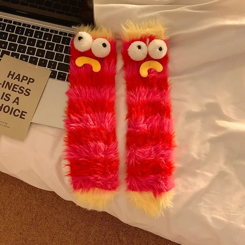 Lisslune | Fluffy Cartoon Women's Socks with Face