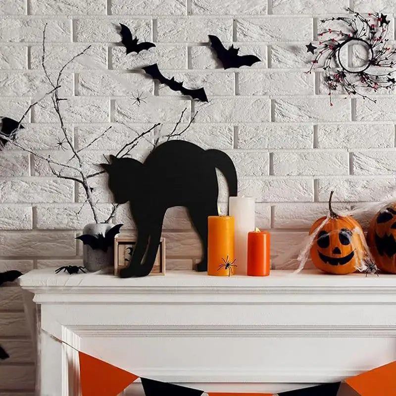 Rynx | Halloween Door Corner Sign Sweet Bird Witch Cat Black Wood Hanging Decoration Party Home Wall Doors Frame Decorations