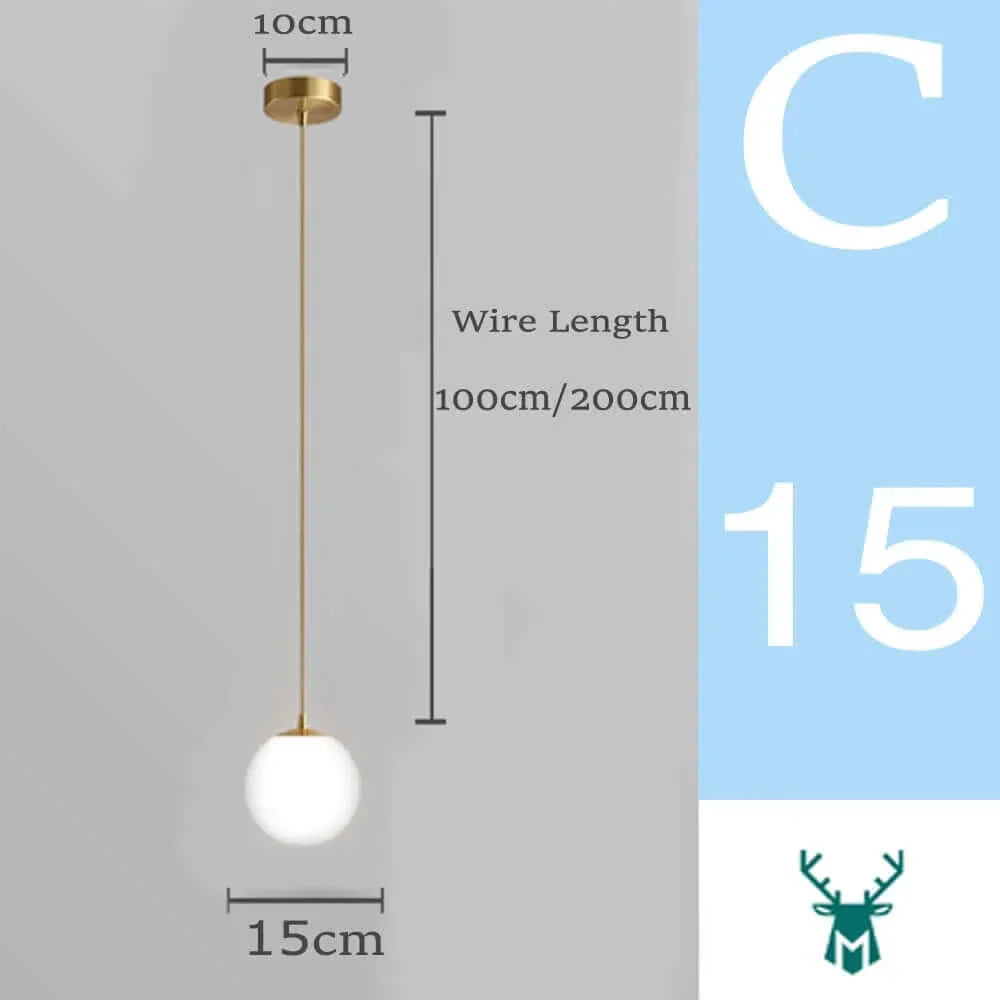 Lisslune | Mid-Century Modern Glass Ball Pendant Light