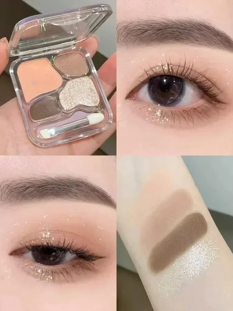 Rynx | 4 Color Eyeshadow Palette Blush Eyeliner Eyeshadow Highlighter Contour Palette Eye Makeup Sweet Beauty Cosmetics