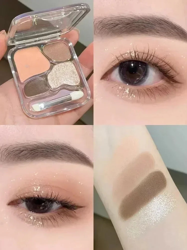Rynx | 4 Color Eyeshadow Palette Blush Eyeliner Eyeshadow Highlighter Contour Palette Eye Makeup Sweet Beauty Cosmetics