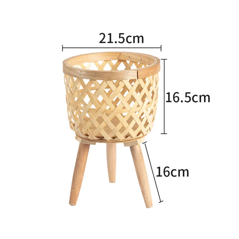 Lisslune | Handcrafted Bamboo Woven Flower Pot with Stand Plant Flower Display Storage Stand DIY Storage Children's Plant Pots Home Decor
