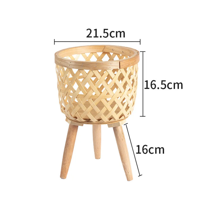 Lisslune | Handcrafted Bamboo Woven Flower Pot with Stand Plant Flower Display Storage Stand DIY Storage Children's Plant Pots Home Decor