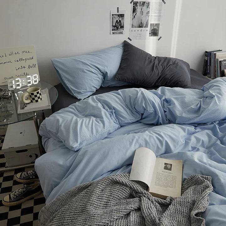 Rynx | Bedding set in double style color washed cotton bed sheet duvet cover 3-piece set bedspread set queen king size