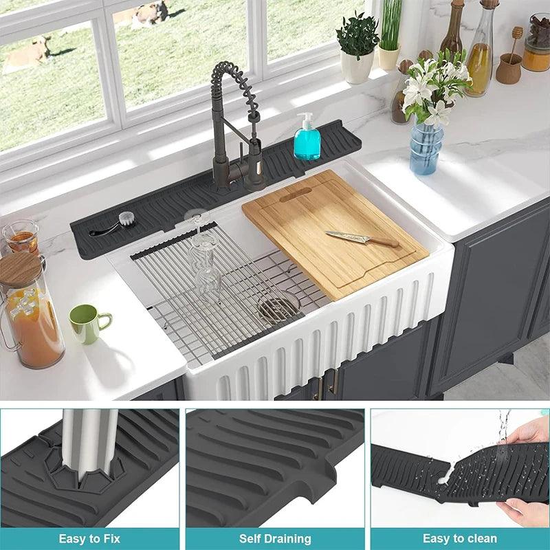 Lisslune | Versatile silicone splash mat with drip tray for kitchen and bathroom