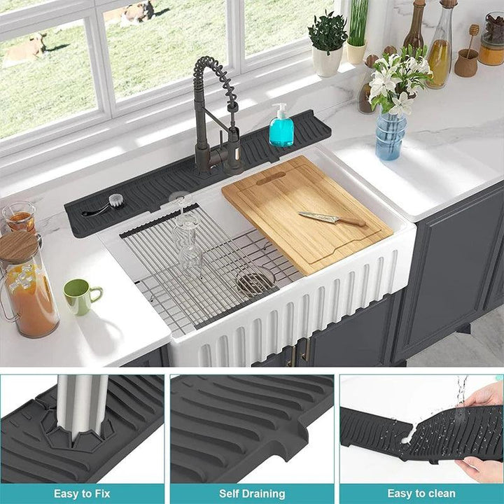 Lisslune | Versatile silicone splash mat with drip tray for kitchen and bathroom