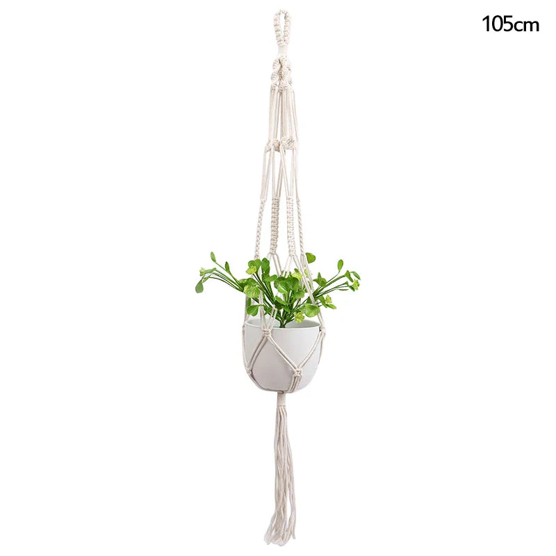 Rynx Macrame Handmade Plant Hanger Baskets Flower Pots Holders Balcony Hanging Decoration Knotted Lifting Rope Garden Supplies