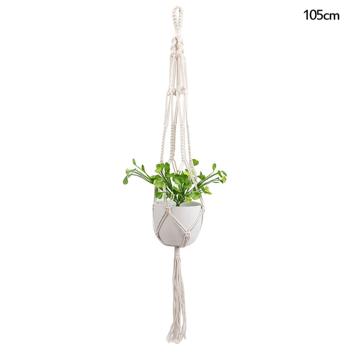 Rynx Macrame Handmade Plant Hanger Baskets Flower Pots Holders Balcony Hanging Decoration Knotted Lifting Rope Garden Supplies