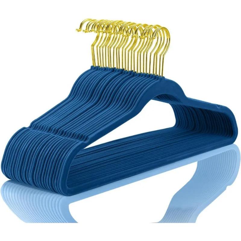 Lisslune | Elegant Teal Velvet Hanger Collection - 50 Premium Hangers with 360-Degree Gold Hook