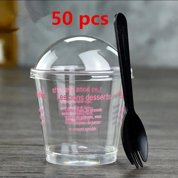 Lisslune | Elegant clear dessert cup collection with lids and spoons - Perfect for ice cream, yogurt, and mousse