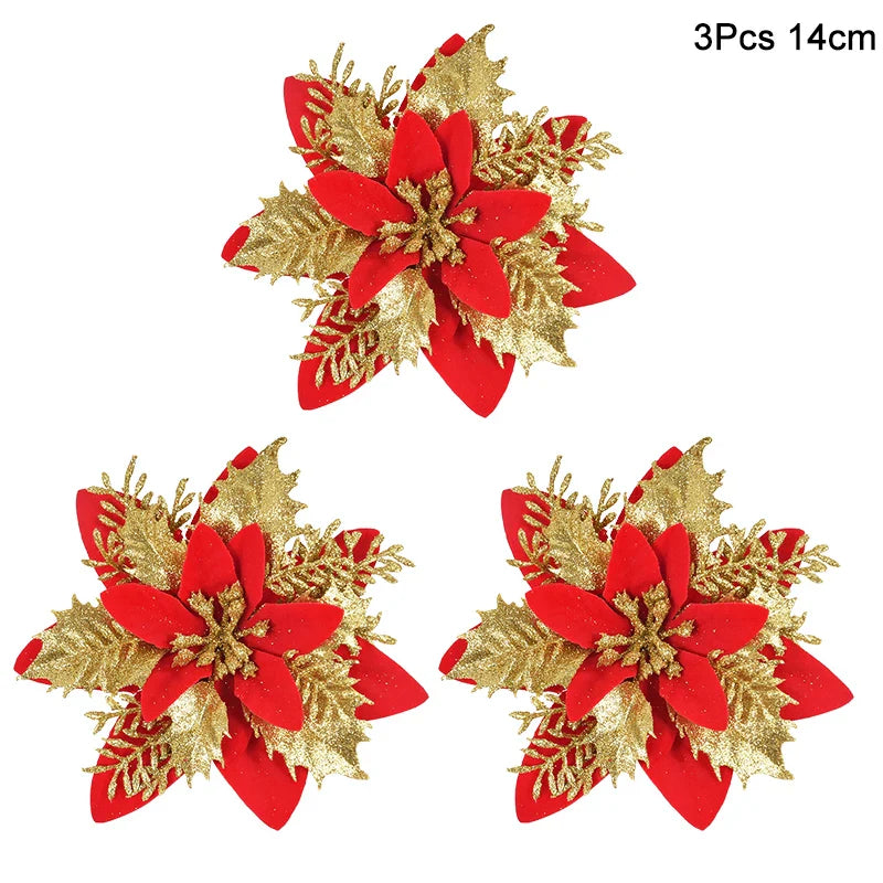 Rynx 1Pack Christmas Pine Needles Branches Artificial Plant Christmas Tree Ornaments Decorations for Home DIY Wreath Gift Box Wedding Flowers