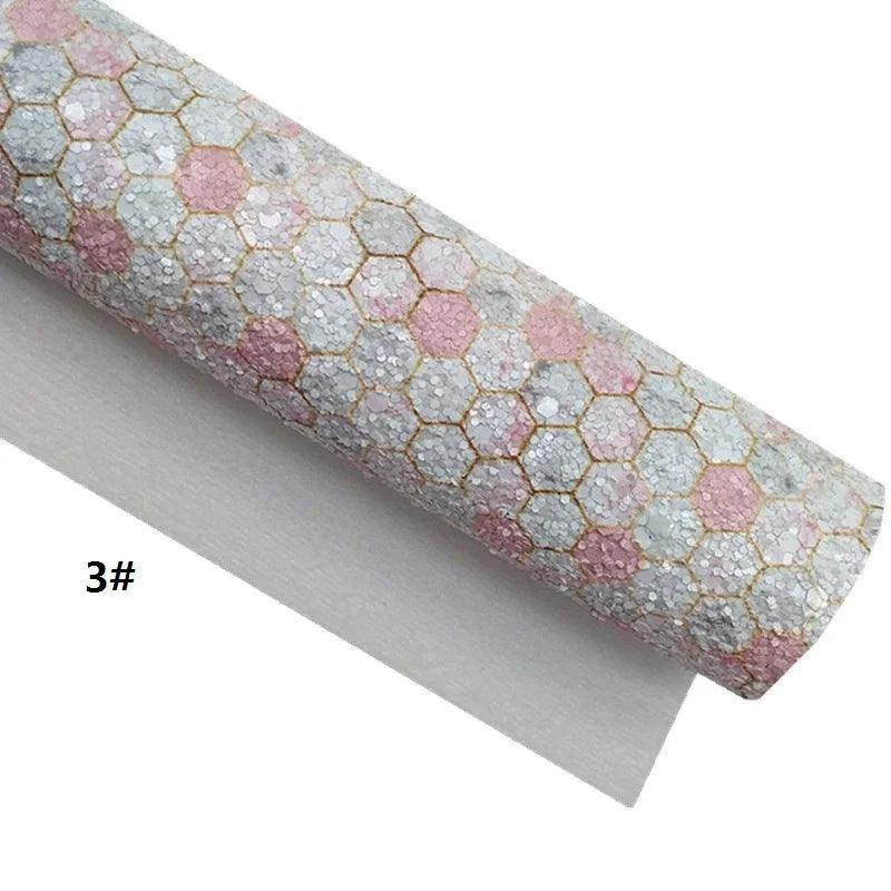 Lisslune | Chic Pink Leather Craft Sheets - Elegant Honeycomb and Heart Designs for Inspiring DIY Creations