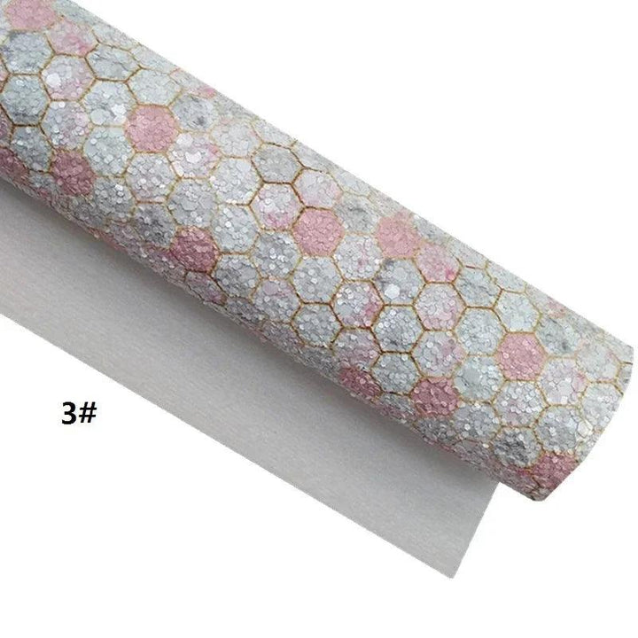 Lisslune | Chic Pink Leather Craft Sheets - Elegant Honeycomb and Heart Designs for Inspiring DIY Creations