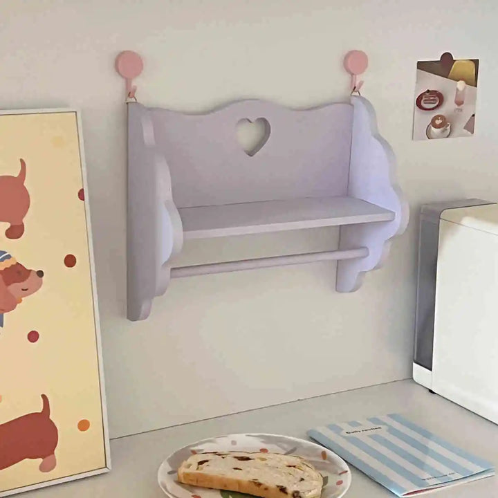 Rynx | Wood Double Layer Storage Shelf Desktop Cabinet Cosmetic Storage Pink Dormitory Storage Guide Display Shelf Wall Decoration