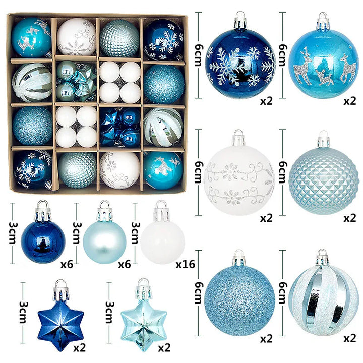 Rynx Christmas Ball Ornament Set Large Christmas Tree Hanging Decoration Snowflake Merry Christmas Decoration for Home 2025 New Year Party Gift