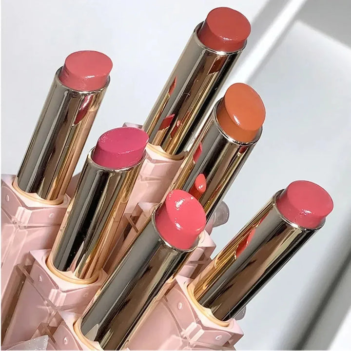 Rynx | 6 Colors Silky Glossy Lipstick Gege Bear Pump Lips Moisture Water Bomb Comfortable Ultra Shine Non-Sticky Cup Lip Balm Makeup