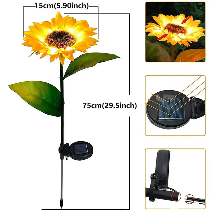 Lisslune | Waterproof Solar Sunflower Lamp for Garden & Terrace