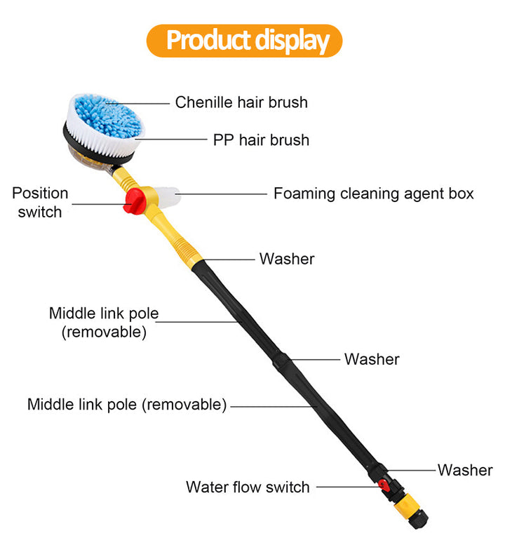 Lisslune | TurboBrush 360 Car Wash Brush – Rotating Brush with Soap Dispenser & Extension Pole