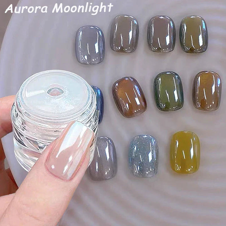 Rynx | 1jar Plating Aurora Chrome Nail Powder High Gloss Moonlight Mirror Fine Glitter Pigment Aurora Pearl Rub Dust Chrome Nails
