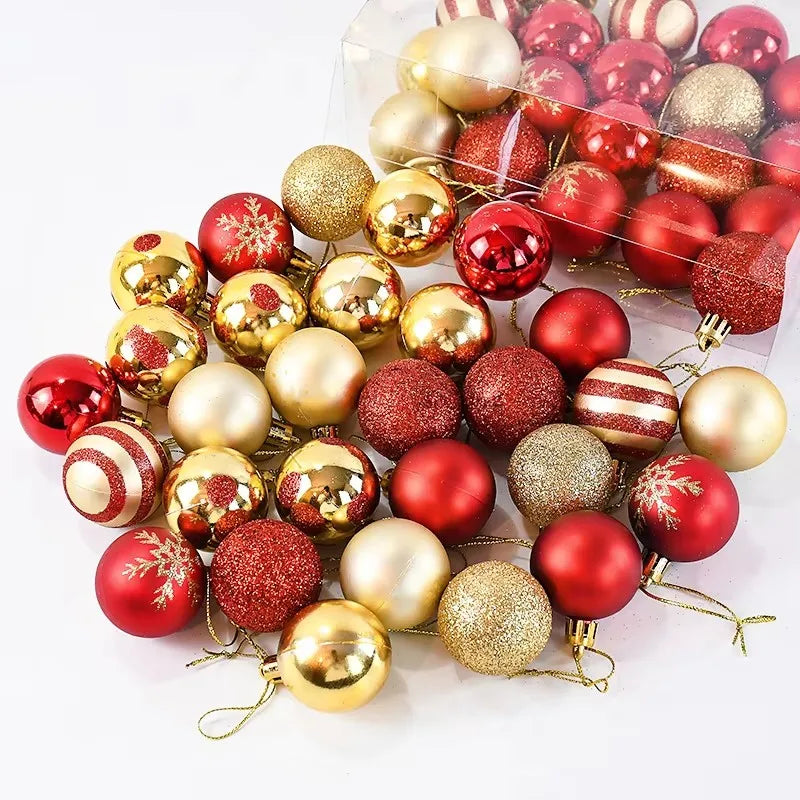 Rynx 50pcs/box 4cm Christmas balls ornament Xmas tree hanging ball pendant 2024 Christmas decoration for home 2025 New Year gifts