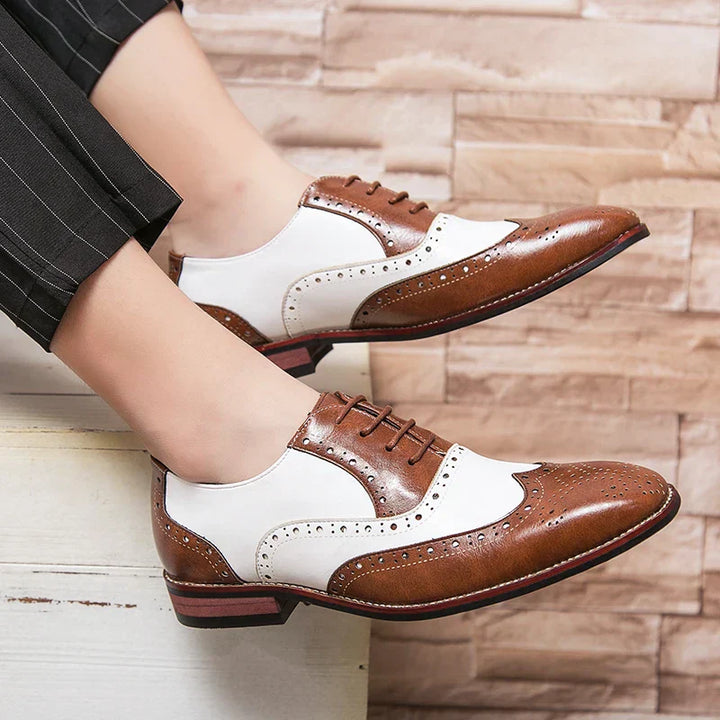 Lisslune | Men's Luxury Shoes Brogue Lace-up Casual British Style Contrast Color Oxford Office