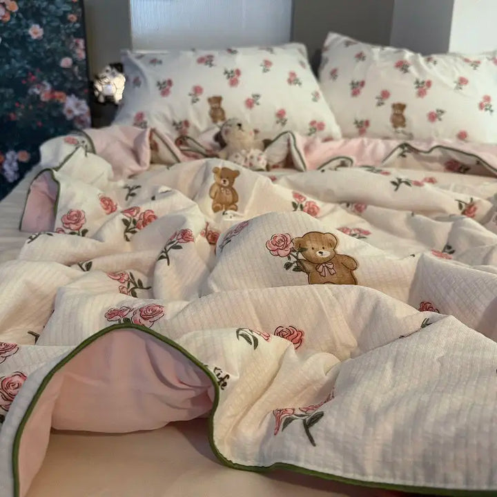 Rynx | Summer Blanket Cool Quilt Sweet Flower Blowing Cotton Summer Quilt Sleeping Naked Air Conditioning Quilt Lightweight Washable