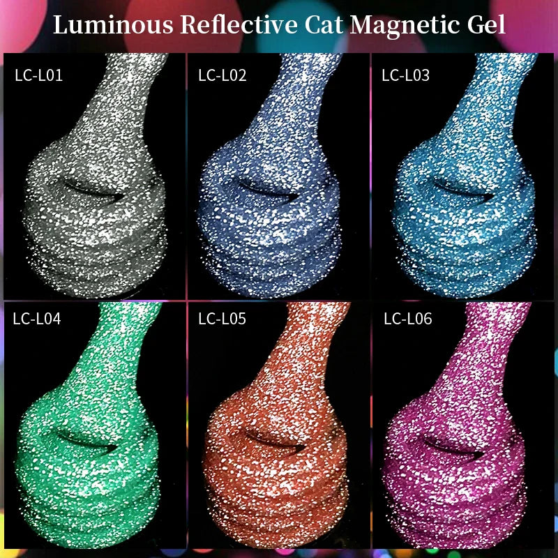 Rynx |7ML Snowlight Cat Magnetic Gel Nail Polish Grow-In-Dark Reflection Glitter Laser Semi-Permanent Soak Off UV Gel Nail Polish