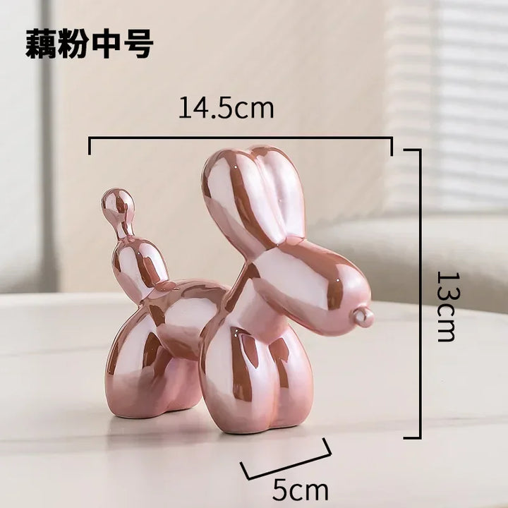 Lisslune | Nordic Ceramic Balloon Dog Sculpture Gold Animal Decorations Statue Living Room Ornaments Creative Desktop Ornament Home Decor