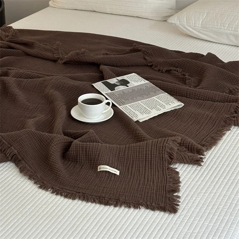 Lisslune | Solid color cotton sofa blanket