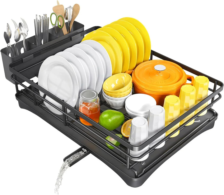 Lisslune | Dish Drying Rack with Drainboard & Large Cutlery Holder – Nova