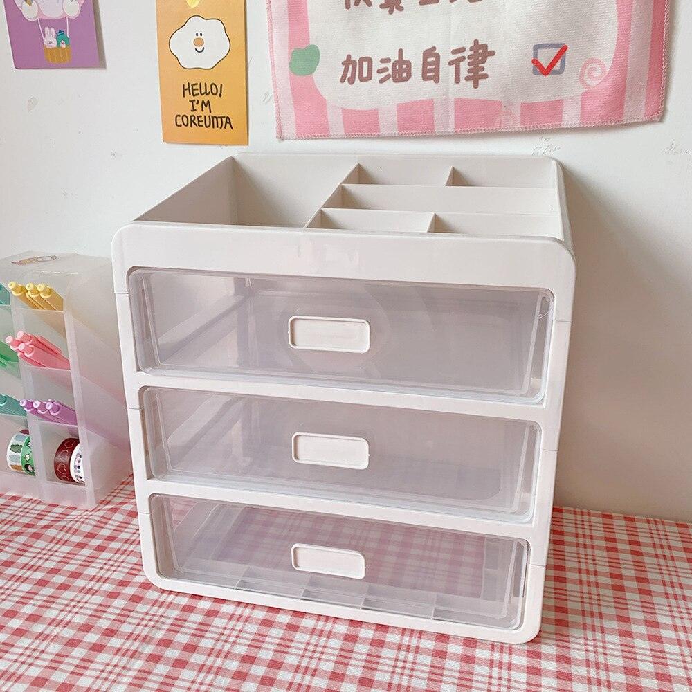 Lisslune | Versatile stackable desk organizer with drawer and brush holder for a tidy workspace