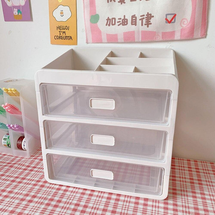 Lisslune | Versatile stackable desk organizer with drawer and brush holder for a tidy workspace
