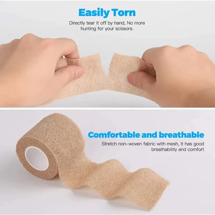 Rynx | 1 piece self-adhesive, cohesive bandage wrap, stretchable, non-woven, self-adhesive tape - skin-colored, elastic athlete bandage