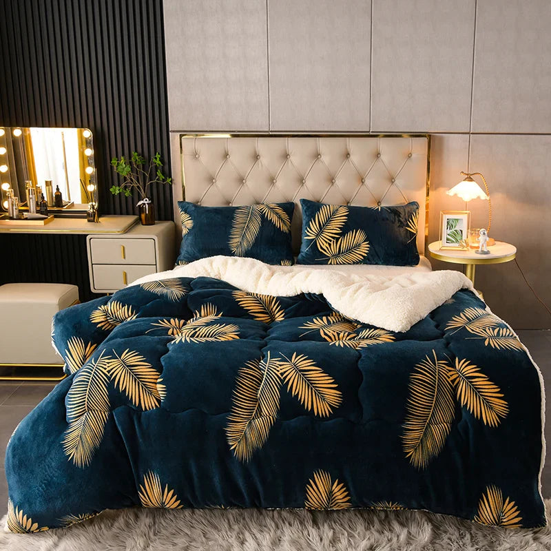 Rynx Plaid Super Thick Warm Blankets for Winter Autumn Milk Fleece Thickening Heat Sleeping Blanket Soft Fluffy Bedding Blanket Duvet