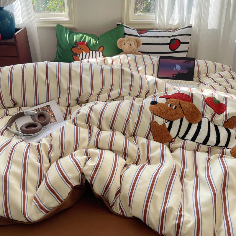 Rynx | Cartoon Playing Cards Embroidered Bedding Set Duvet Cover Bed Linen Bedspread Pillowcases Bed Sheets Duvet Sets for Girls