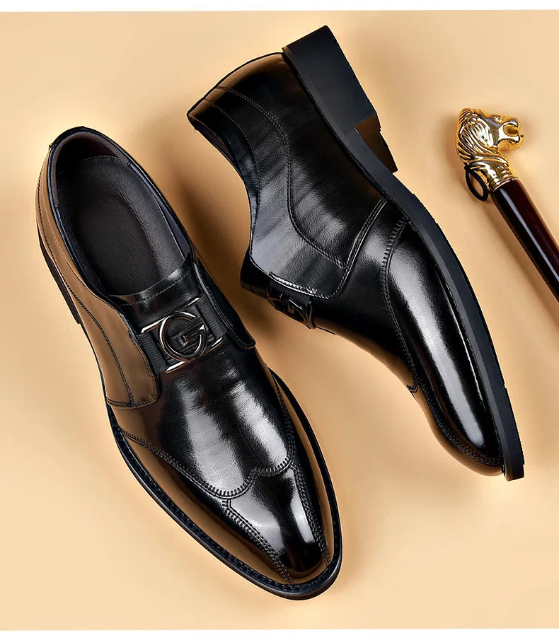 Lisslune | Men's Leather Shoes Stylish Men's Shoes Pointed Oxford Wedding Leather Men's Dress Shoes Gentleman Office Man Shoe