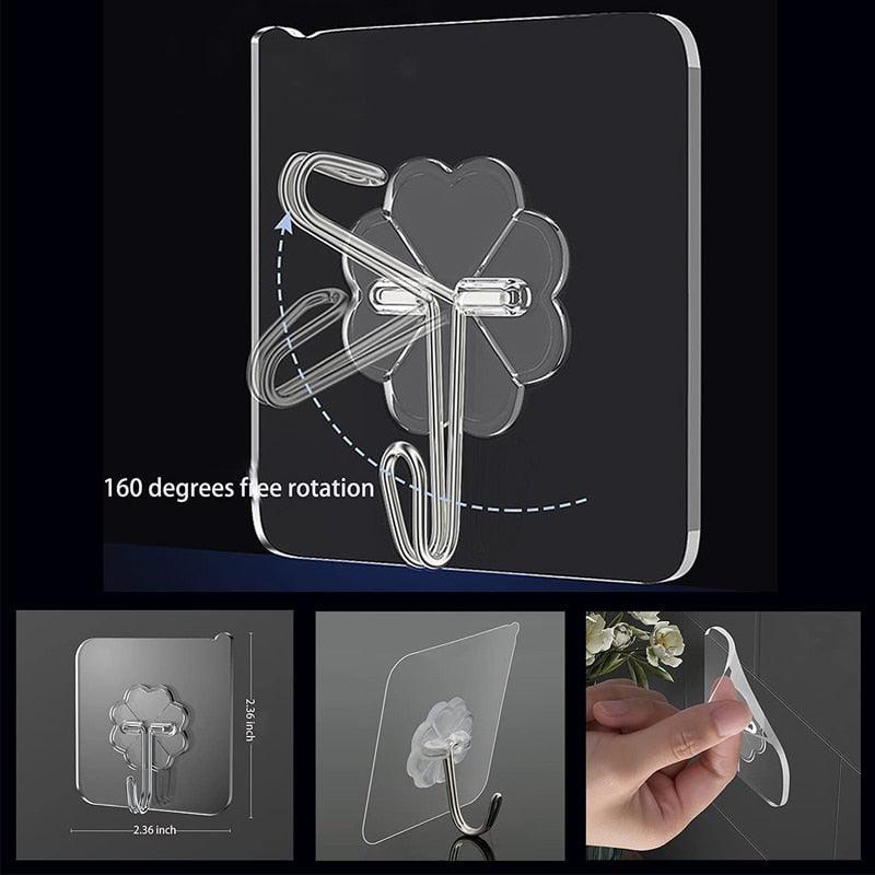 Lisslune | Transparent self-adhesive hooks set: 10 durable and space-saving solutions
