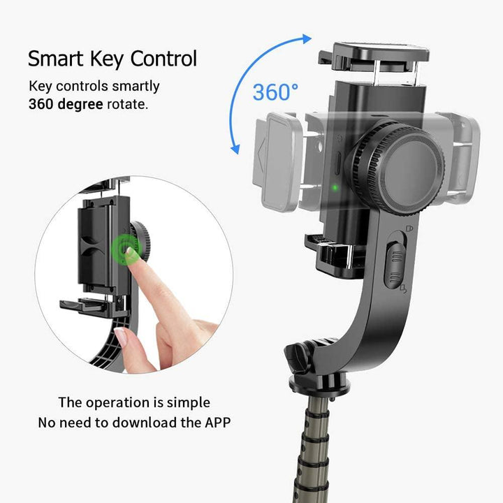 Lisslune | Versatile Bluetooth Gimbal Tripod Stabilizer with Wireless Remote for iPhone, Huawei, and Xiaomi
