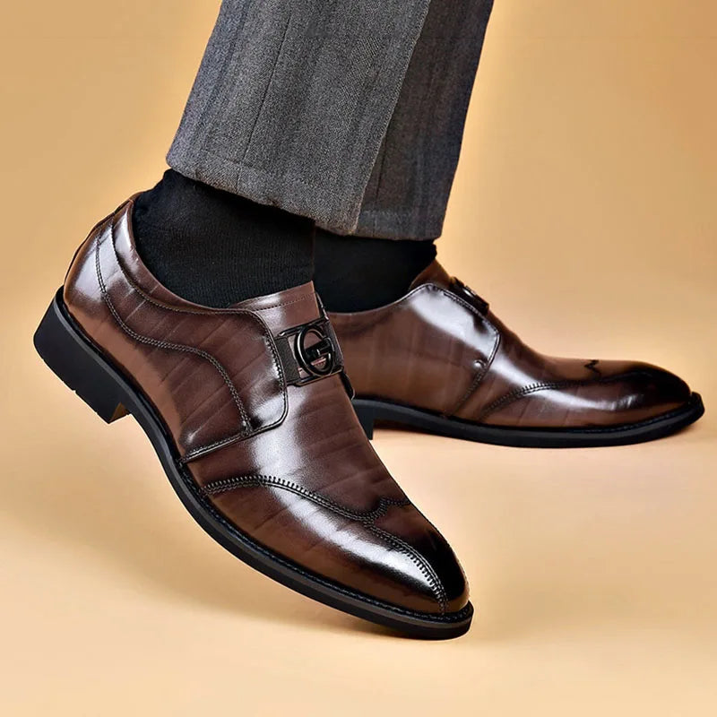 Lisslune | Men's Leather Shoes Stylish Men's Shoes Pointed Oxford Wedding Leather Men's Dress Shoes Gentleman Office Man Shoe