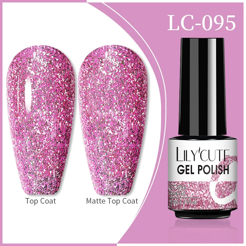 Rynx | 7ml Glitter Gel Nail Polish Semi Permanent Sequins Soak Off UV Gel Colorful DIY Nail Art Polishes