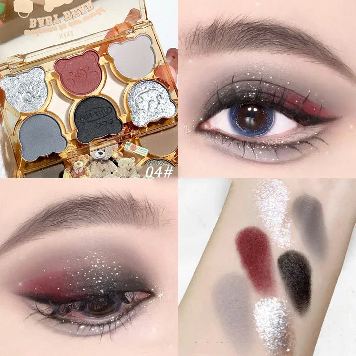 Rynx | 6 Colors Eyeshadow Palette Iris Purple Glitter Pearlescent Eyeshadow Palette Fashion Korean Shimmering Eyeshadow Charming Eye Makeup