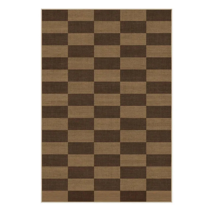 Rynx | Brown Living Room Area Rug Minimalist Check Pattern Bedroom Rug Geometric Pattern Home Dedicated Rug Creative Art Design Rug
