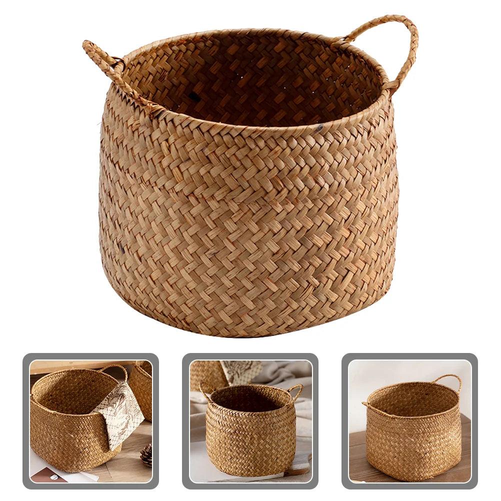 Lisslune | Rustic Sea Grass Desk Organizer and Storage Basket for Home Decor