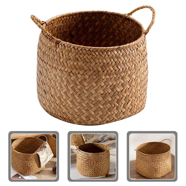 Lisslune | Rustic Sea Grass Desk Organizer and Storage Basket for Home Decor