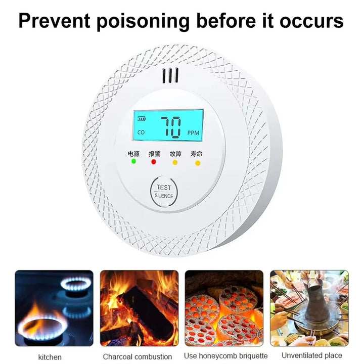 Lisslune | VeiligWoon CO and Smoke Detector – Wireless with LCD Screen and Alarm