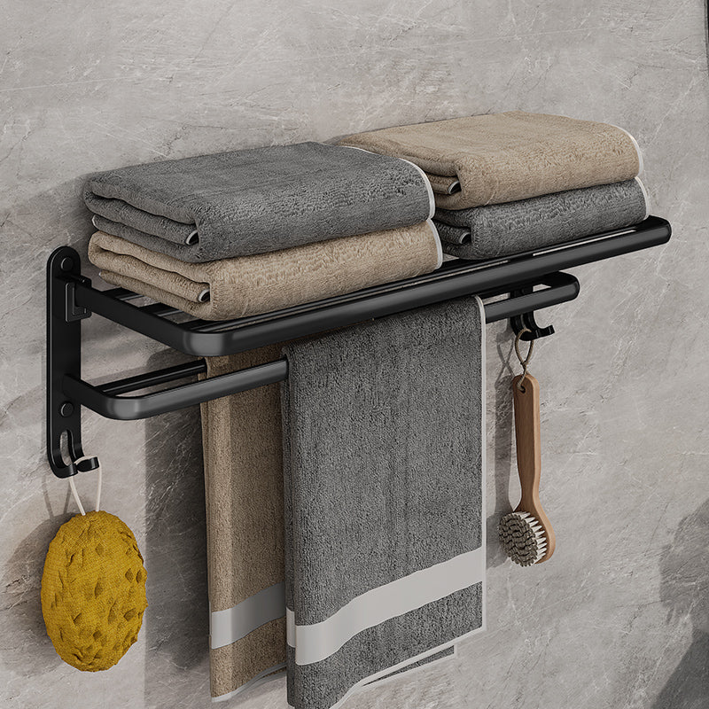 Lisslune | EasyFold Black Wall-Mounted Folding Towel Rack – Space-Saving & Stylish Bathroom Storage
